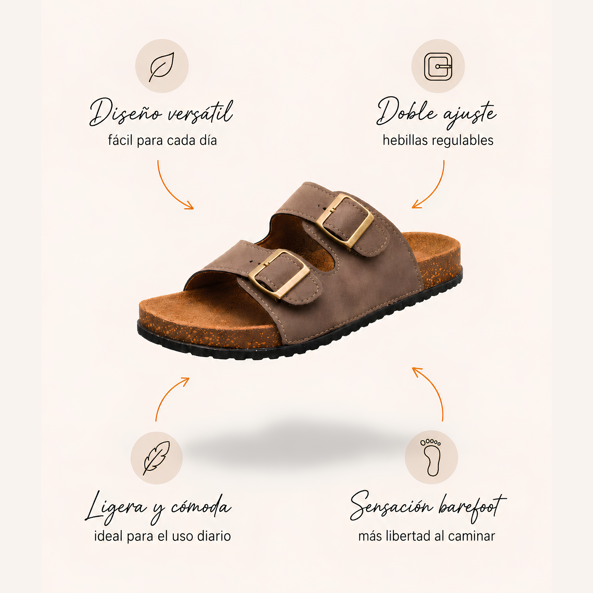 Mirello Brisa — Sandalias Clásicas de Doble Hebilla