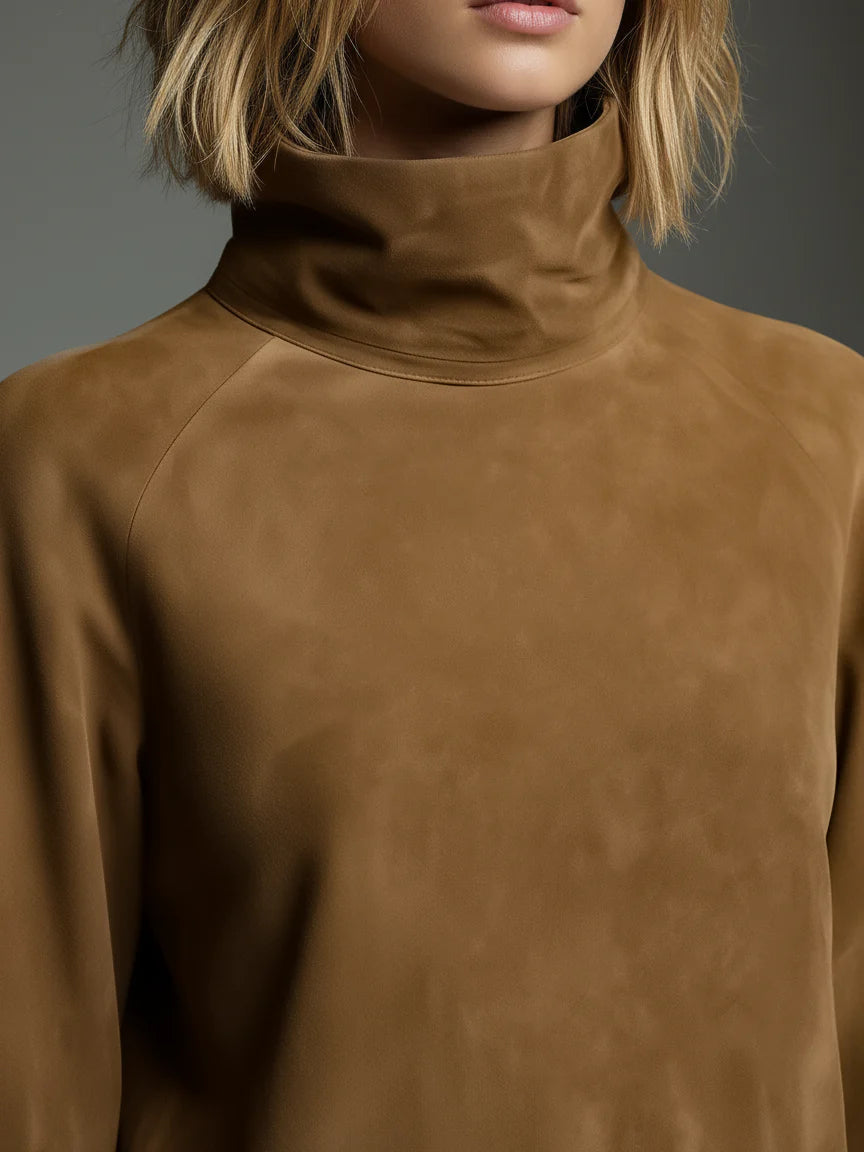 Buy | Minivestido oversize de ante con cuello alto