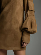 Buy | Minivestido oversize de ante con cuello alto