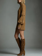Buy | Minivestido oversize de ante con cuello alto